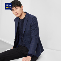 HLA海澜之家平驳领休闲西服2019秋季时尚格纹单西外套男HWXAD3R147A