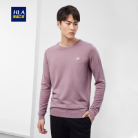 HLA海澜之家简约绣花款长袖针织衫2019秋季圆领净色针织衫男 HNZAD3R062A