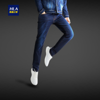 HLA海澜之家经典五袋款牛仔裤2019秋季时尚水洗直筒长裤男HKNAD3R145A