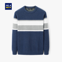 HLA海澜之家圆领长袖针织衫2019冬季时尚条纹撞色款套头衫男HNZAD4R259A
