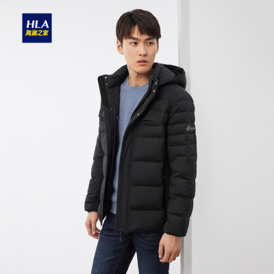 HLA海澜之家休闲鹅羽绒服2019冬季时尚花纹款外套男 HWRAJ4R096A