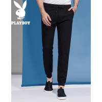 花花公子(PLAYBOY)2017秋季新款休闲男直筒修身韩版宽松黑色上班百搭潮流黑色