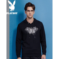 花花公子(PLAYBOY)2017新款都市青年男卫衣抽头衫上衣秋冬男修身青年潮黑色