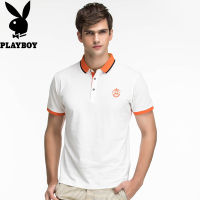 花花公子(PLAYBOY)白色polo衫男装 2018夏季新品商务休闲男士修身短袖T恤
