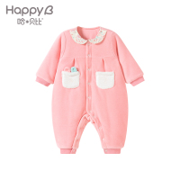 哈贝比（happyB）婴儿连体衣秋冬装女宝宝加厚夹棉衣外出抱衣保暖哈衣