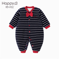哈贝比（happyB）婴儿连体衣夹棉加厚男女宝宝哈衣冬装喜庆外出爬服潮英伦风