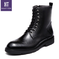 皓顿（HAUT TON）男靴马丁靴男英伦风时尚靴子男中高帮工装靴男 H083
