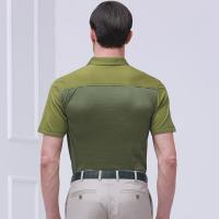 【专柜同款】九牧王男装夏季男士商务休闲丝光棉短袖T恤男翻领短袖T恤衫/标准版/绿色