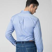 【春季新品】九牧王衬衫男2018男士商务印花衬衫休闲百搭时尚青年长袖衬衣男