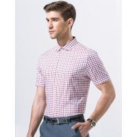 九牧王男装夏季男士中年商务绅士时尚休闲标准格纹短袖衬衫男