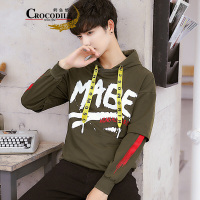 啄木鸟休闲连帽卫衣男韩版新款字母印花长袖上衣外套潮流T恤衫