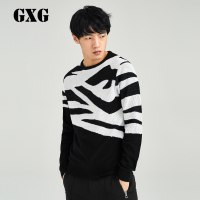 GXG男装冬季男士时尚休闲青年都市潮流黑色圆领毛衫_1
