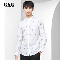 GXG男装春季都市男士时尚花色斯文长袖衬衫_1