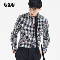 GXG男装 春季男士时尚休闲都市花色斯文长袖衬衫