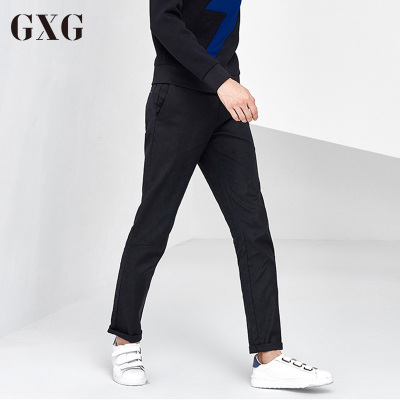 GXG休闲裤男装 春季男士长裤 时尚都市流行黑色条纹腰际休闲裤