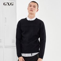 GXG针织衫男装 春季男士修身时尚休闲都市青年流行黑色针织衫