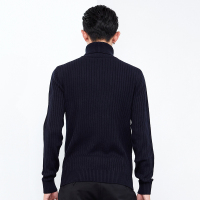 GXG毛衫男装秋季男士青年潮流时尚休闲藏青色青年修身高领针织衫_1