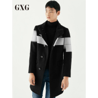 GXG男装冬季男士时尚黑色韩版羊毛呢子长款大衣男_2