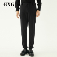 GXG男装冬季男士时尚流行简约商务休闲黑色长裤男_1