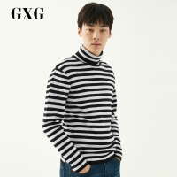 GXG男装冬季男士黑白条套头高领毛衫针织毛衣衫男_1