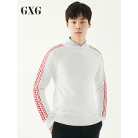 GXG男装冬季男士韩版潮流红白交织圆领套头针织衫_1