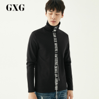GXG男装冬季男士时尚韩版潮流黑色休闲修身高领T恤男_1
