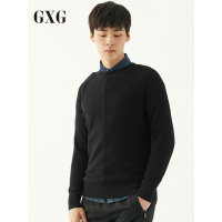 GXG男装秋冬男士时尚韩版黑色圆领保暖毛衣毛衫男_1