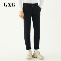 GXG男装冬季男士时尚休闲简洁修身商务休闲黑色长裤男_1