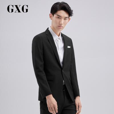 GXG男装男士时尚商务宴会正装修身黑色套西上衣西服_1