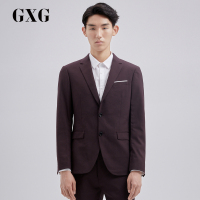 GXG男装男士时尚宴会商务休闲酒红色套西上衣西服_1