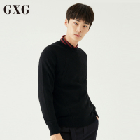GXG男装 春季男士时尚简约舒适黑色圆领毛衫毛衣男_1