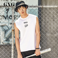 GXG男装 春季男士白色时尚休闲青年舒适百搭圆领背心打底衫