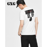 GXG男装夏季短袖时尚修身韩版白色圆领短袖T恤#1728441_1