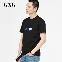 GXG男装夏季男士时尚青年休闲藏青色修身圆领短袖T恤_1