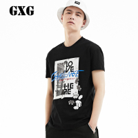 GXG短袖T恤男夏季男装时尚潮流黑色圆领印花T恤_6