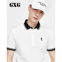GXG男装 夏季男士 时尚修身白色短袖POLO 白色