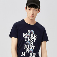 gxg jeans男装夏季男青年修身全棉印花短袖T恤