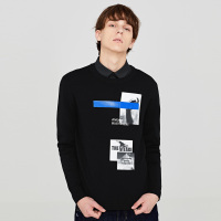 gxg.jeans男装秋时尚贴布休闲圆领套头毛衫