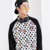 gxgjeans男装春韩版修身印花拼接青年休闲卫衣潮