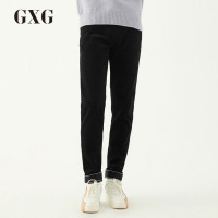 GXG男装秋季男士时尚棉韩版直筒休闲时尚潮流黑色长裤男