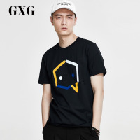 GXG男装夏季男士时尚潮流休闲青年流行藏青色修身圆领短袖T恤男