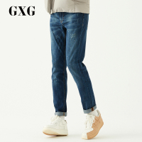 GXG男装秋季男士时尚休闲都市商务气质潮流修身青年蓝色牛仔裤男