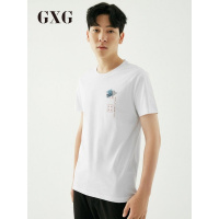 GXG男装夏季男士时尚都市青年气质韩版流行修身白色短袖T恤男