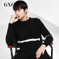 GXG男装 秋季男士时尚都市青年修身毛衣长袖圆领两色针织衫毛衫男