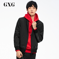 GXG男装秋季男士时尚都市潮流青年韩版修身黑色个性夹克外套男