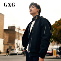 GXG男装秋季男士时尚都市青年休闲潮流黑色棒球服夹克衫外套男