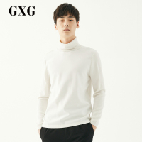 GXG男装 秋季男士简约时尚青年休闲都市流行白色高领毛衫毛衣男