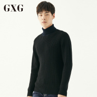 GXG男装 秋冬男士韩版时尚青年都市气质潮流黑色休闲高领毛衫男