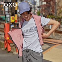 GXG男装 秋季男士时尚韩版透气字母刺绣印花白色圆领套头短袖T恤