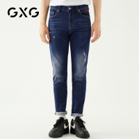 GXG男装 春季男士时尚青年帅气流行韩版修身蓝色牛仔裤男